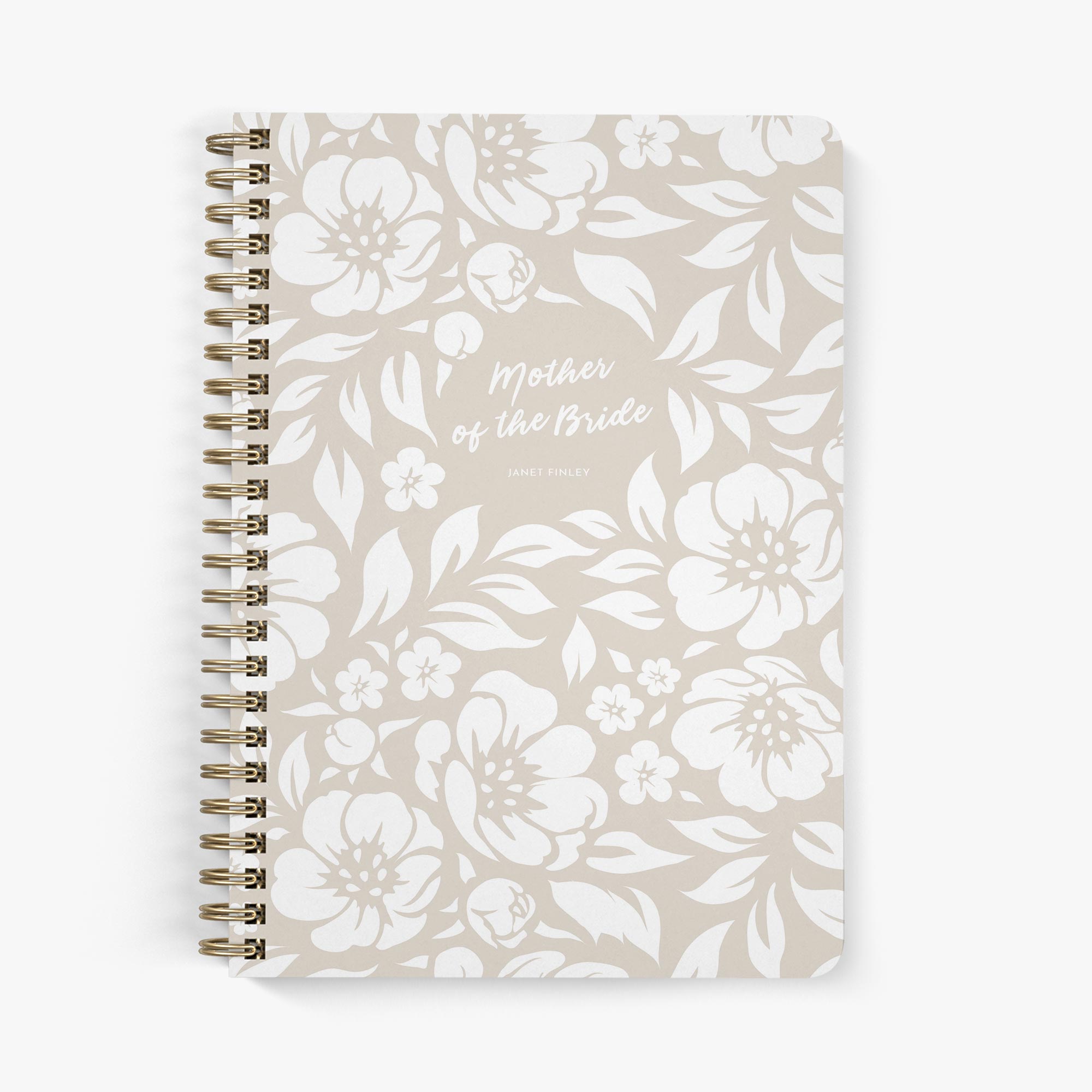 Mother of the Bride Planner — Beige Blooms design, front cover on white background