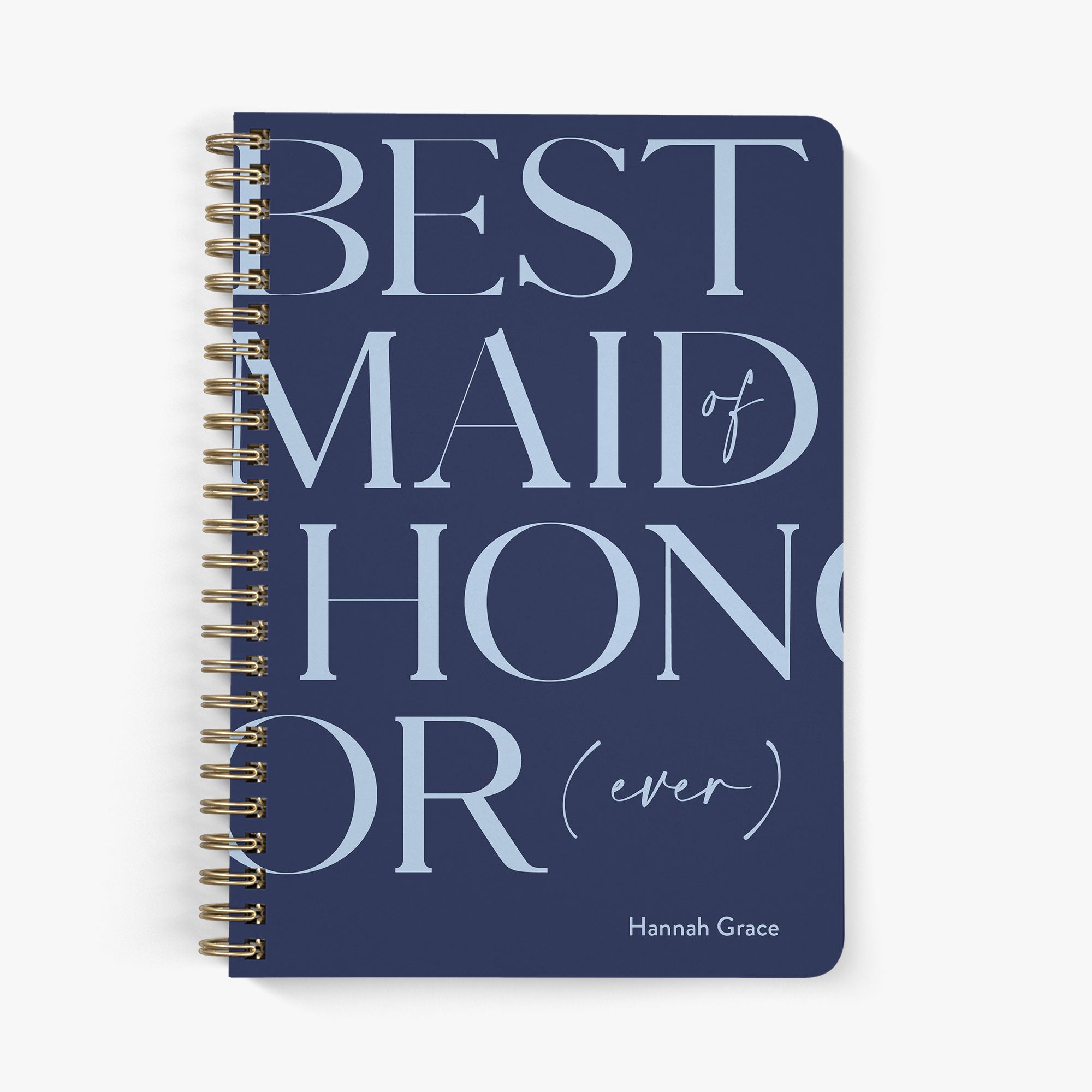 Personalized wedding planner with 'Best Maid of Honor (ever)' text on a white background