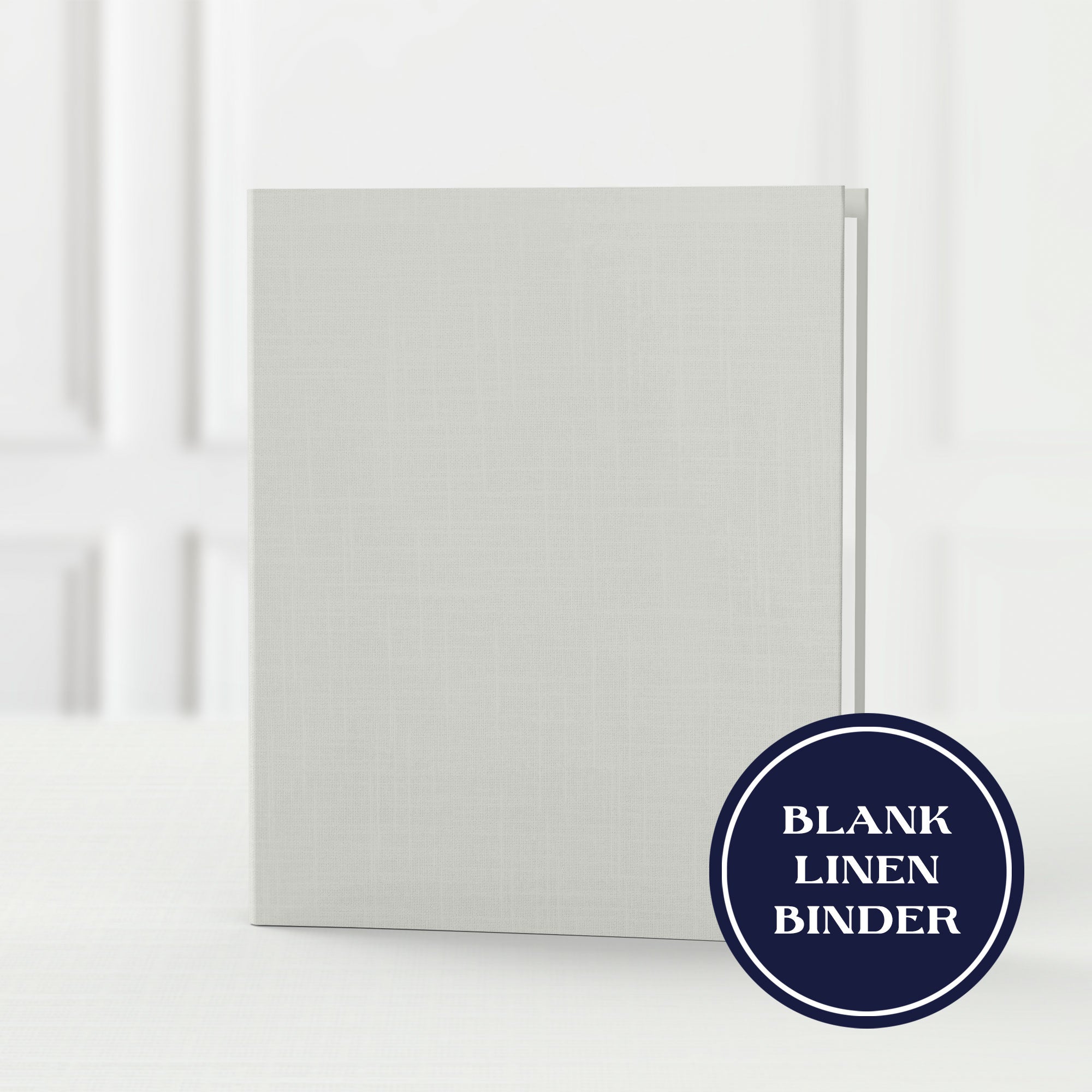 Blank linen binder on a white background with a label indicating it is 'Blank Linen Binder'.