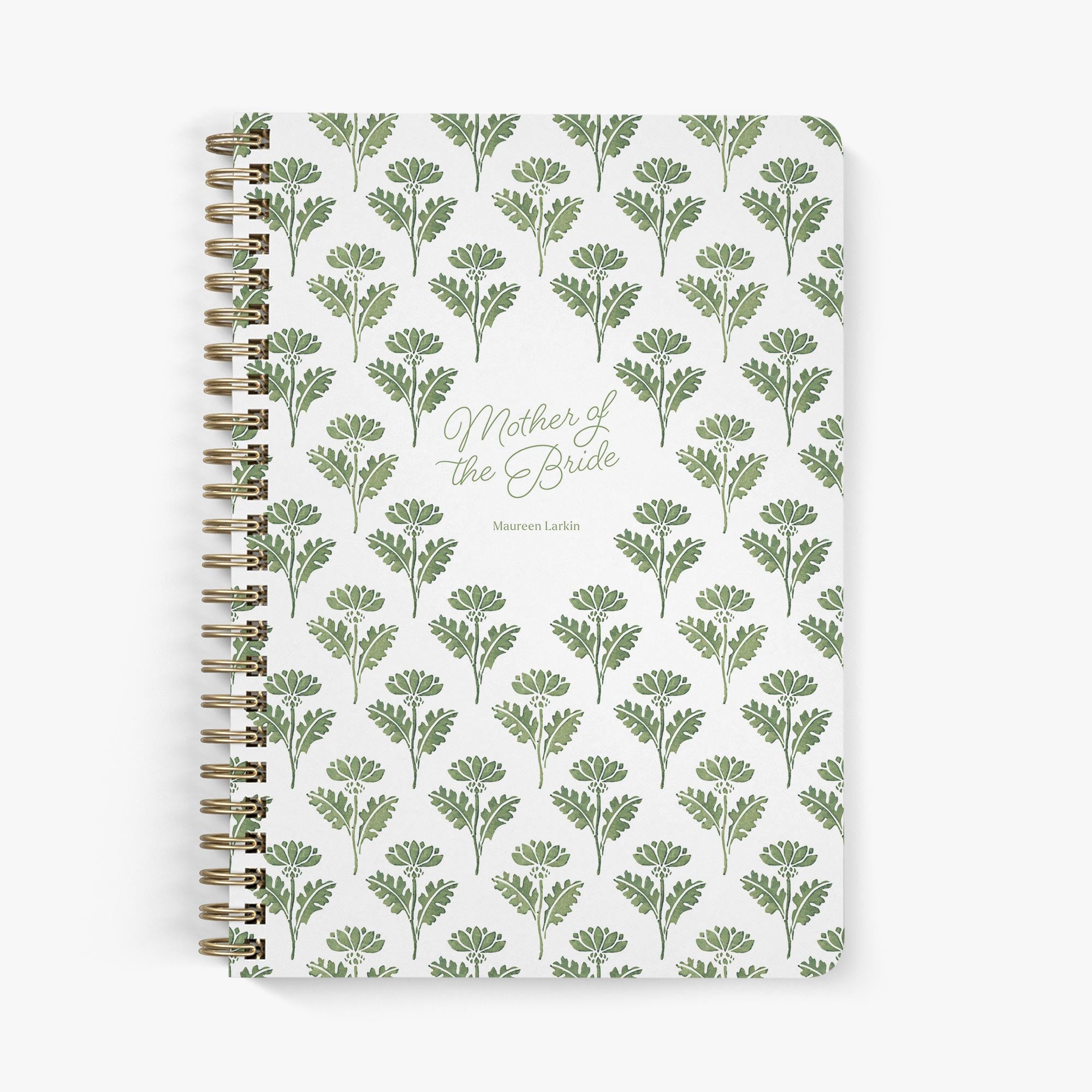 Mother of the Bride Planner — Fresh Foilage design, front cover on white background
