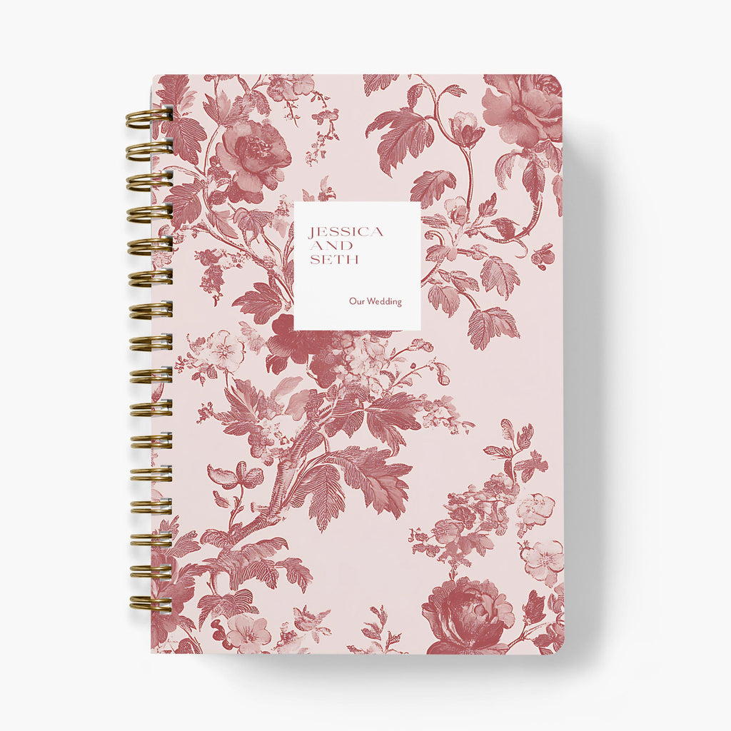 Wedding Planner — Blush Toile design, front cover on white background