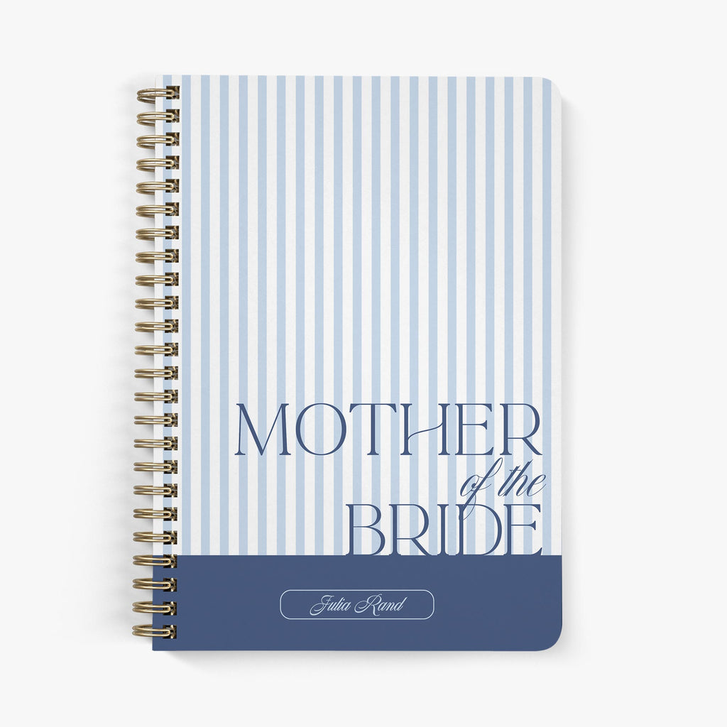 Mother of the Bride Planner — Classic Stripe design, front cover on white background