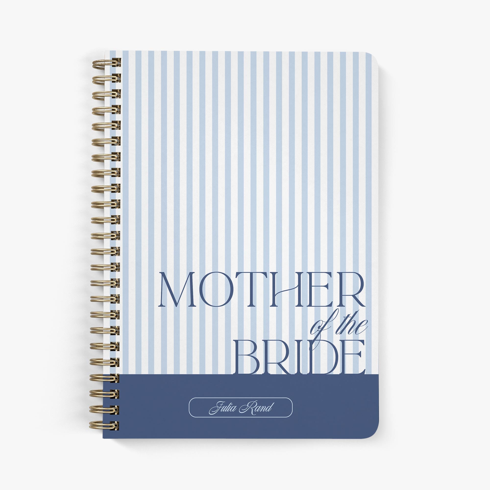 Mother of the Bride Planner — Classic Stripe design, front cover on white background