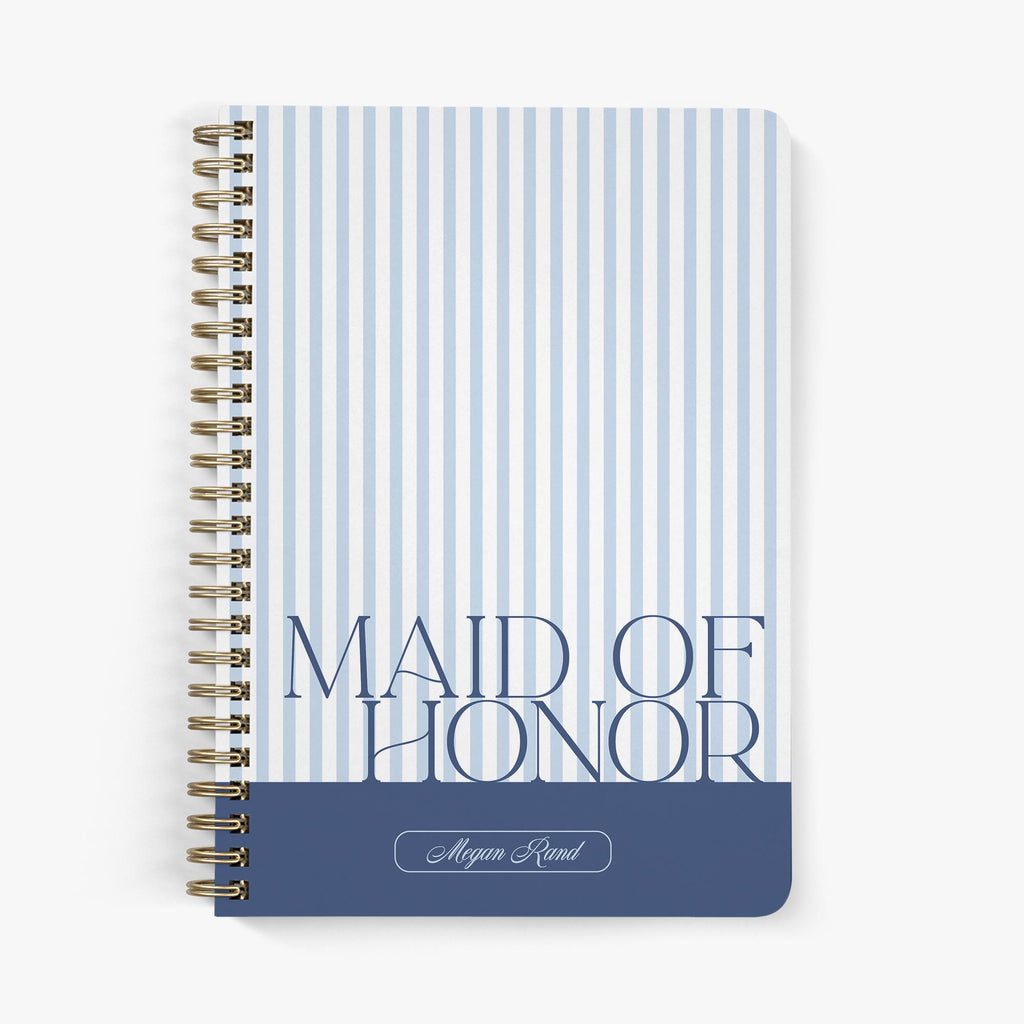 Maid of Honor Planner — Classic Stripe design, front cover on white background
