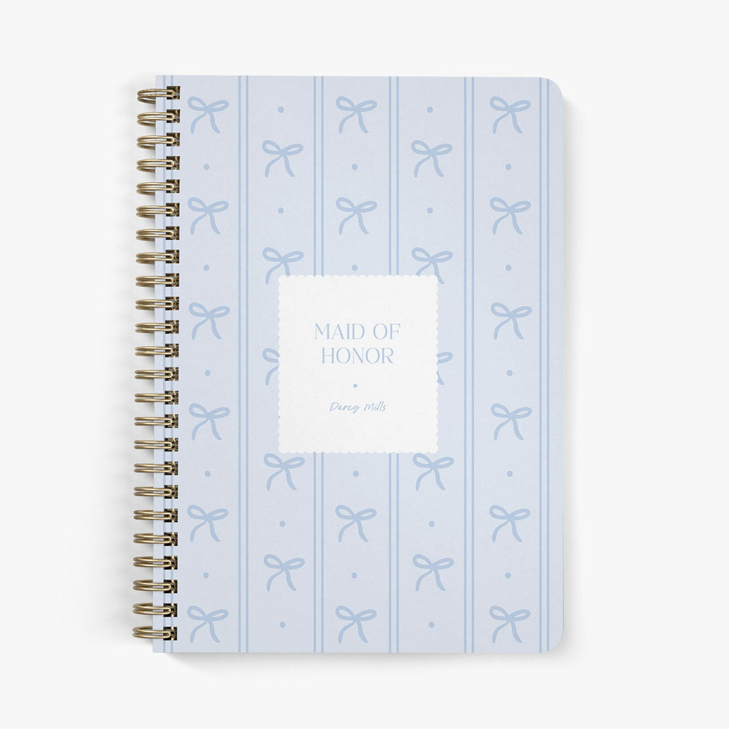 Maid of Honor Planner — Darling Bows design, front cover on white background