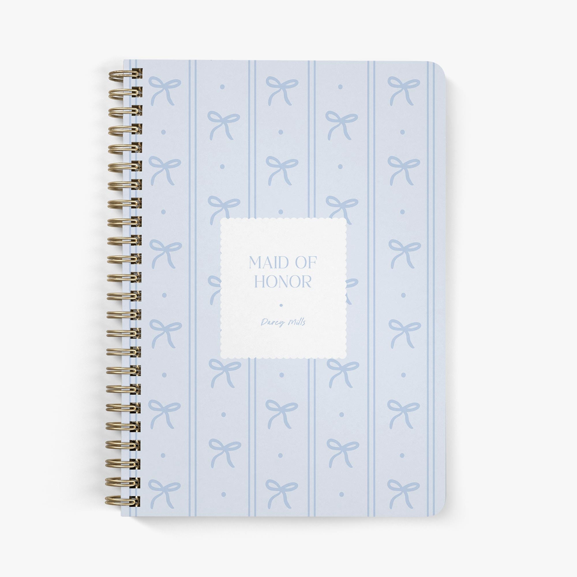 Maid of Honor Planner — Darling Bows design, front cover on white background