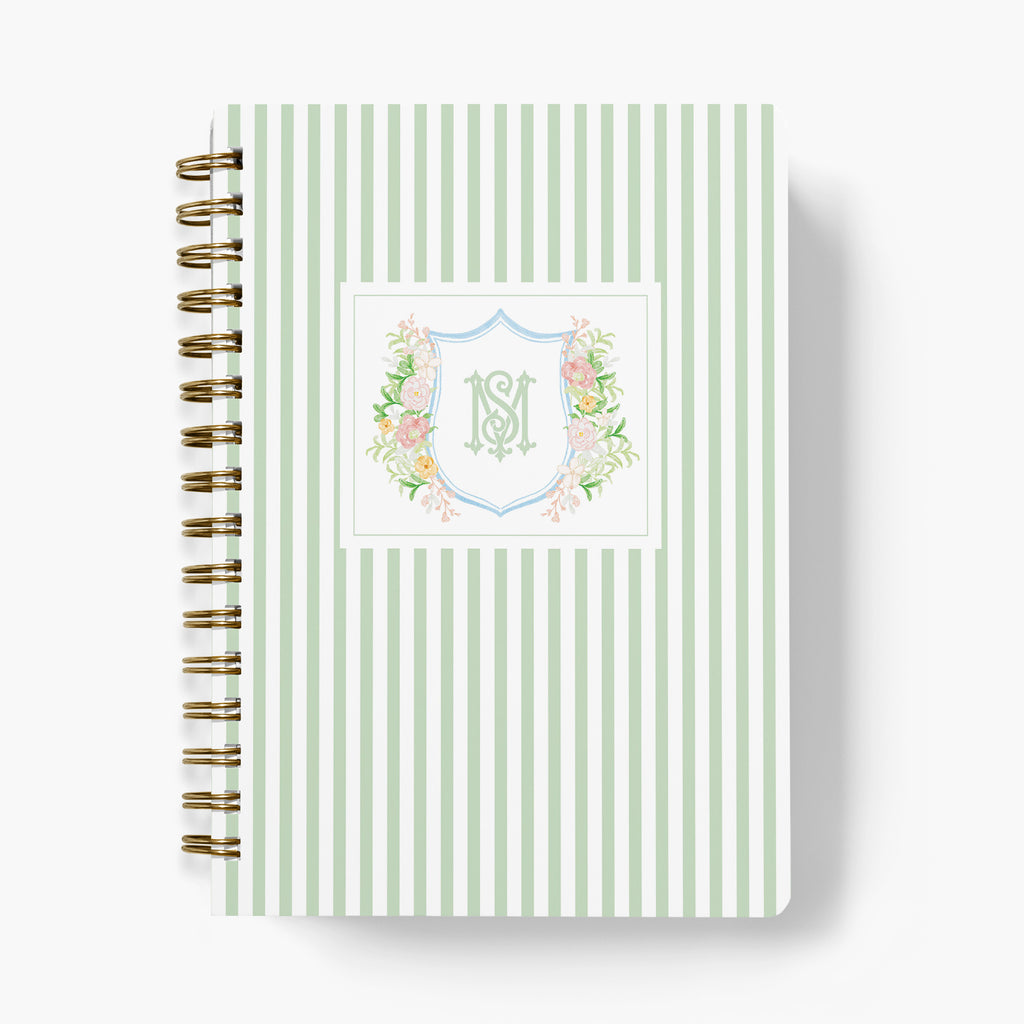 Wedding Planner — Floral Crest design, front cover on white background