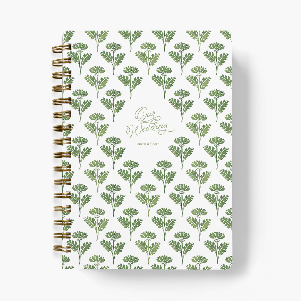 Wedding Planner — Fresh Foliage design, front cover on white background
