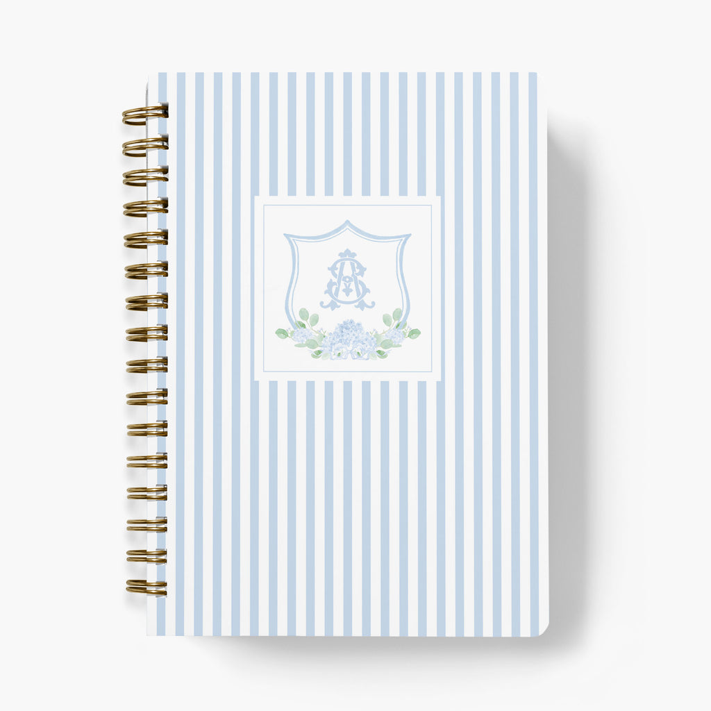 Wedding Planner — Hydrangea Crest design, front cover on white background