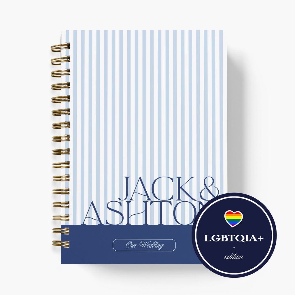 LGBT Wedding Planner — Classic Stripe design, front cover on white background