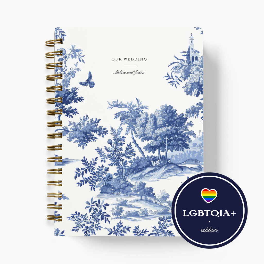 LGBT Wedding Planner — Classic Toile design, front cover on white background