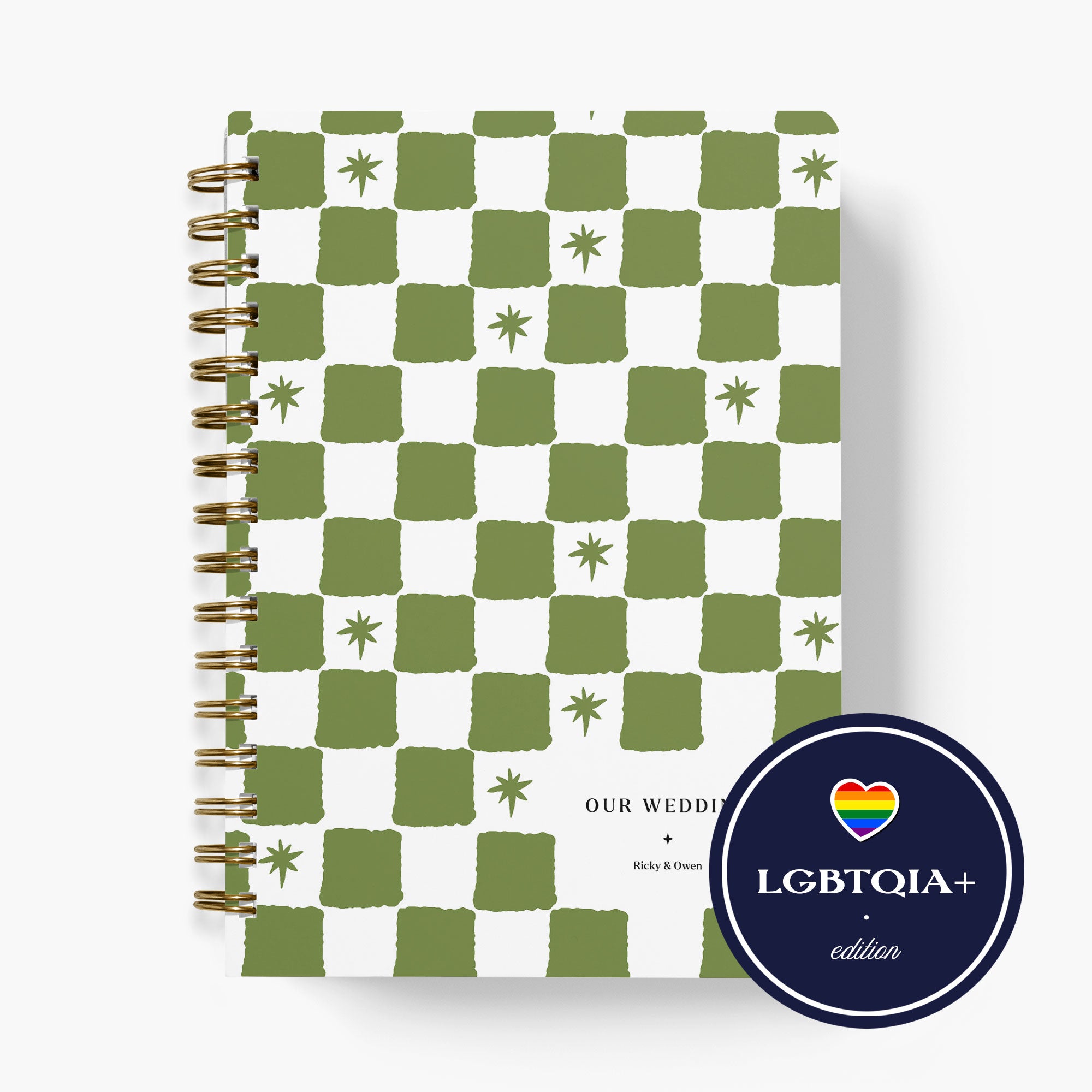 LGBT Wedding Planner — Painted Check design, front cover on white background