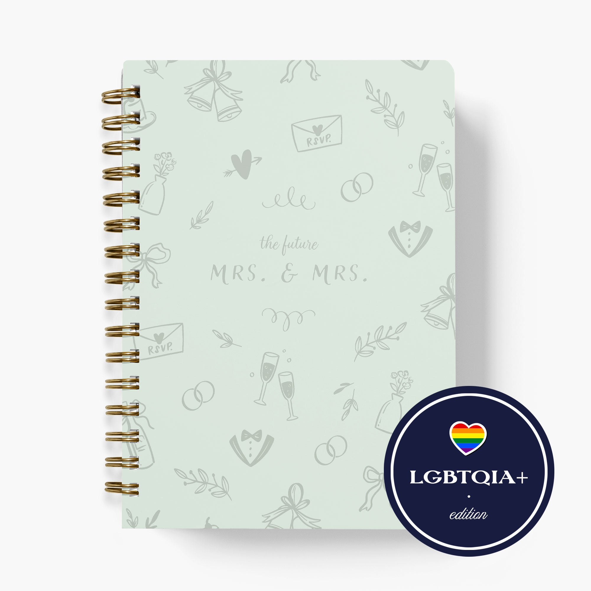 LGBT Wedding Planner — Wedding Doodles design, front cover on white background