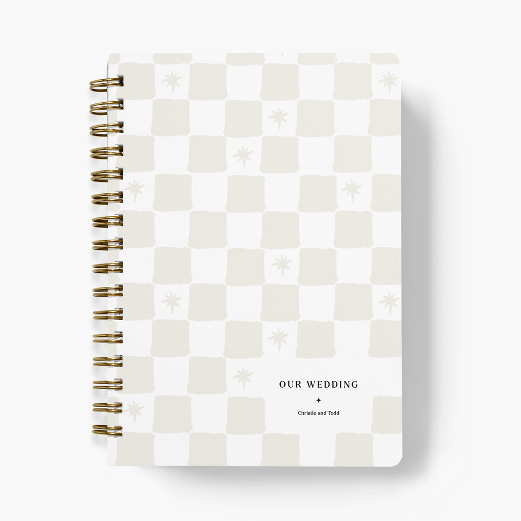 Wedding Planner — Painted Check design, front cover on white background
