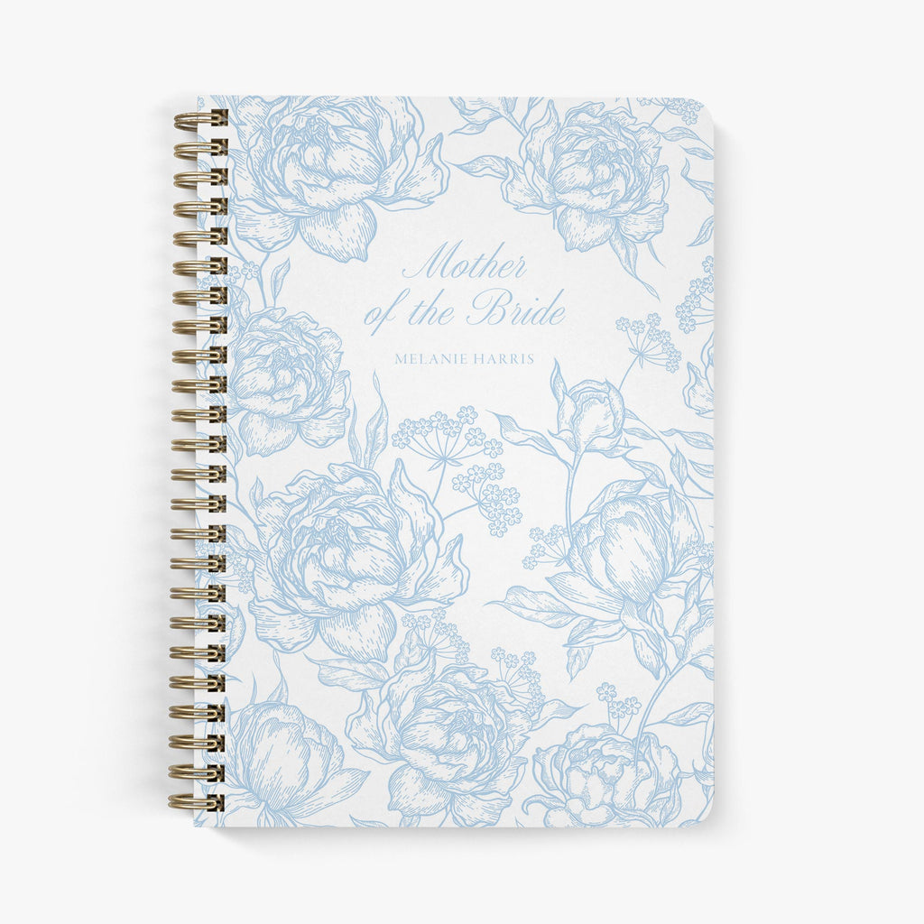 Mother of the Bride Planner — Peony Toile design, front cover on white background