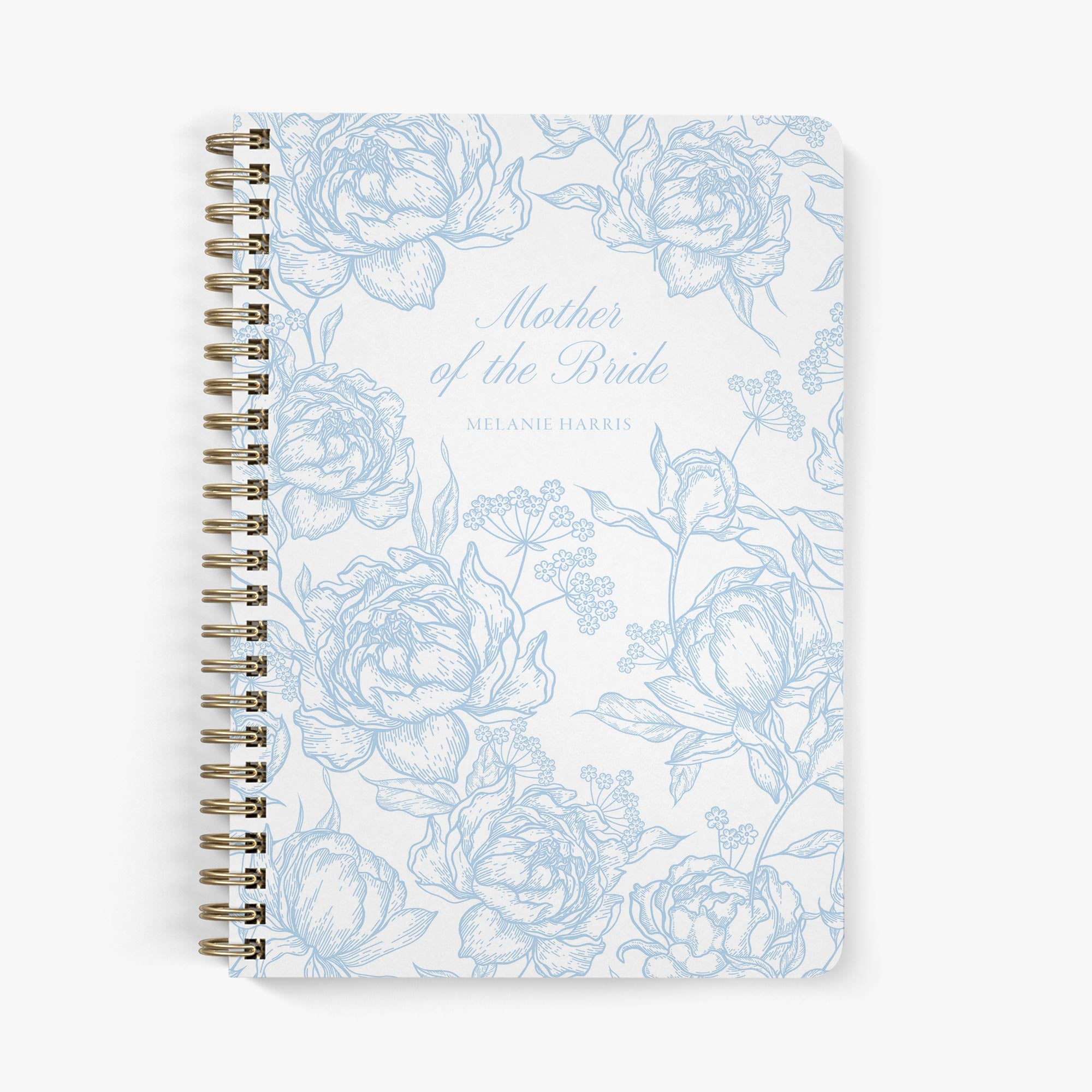 Mother of the Bride Planner — Peony Toile design, front cover on white background
