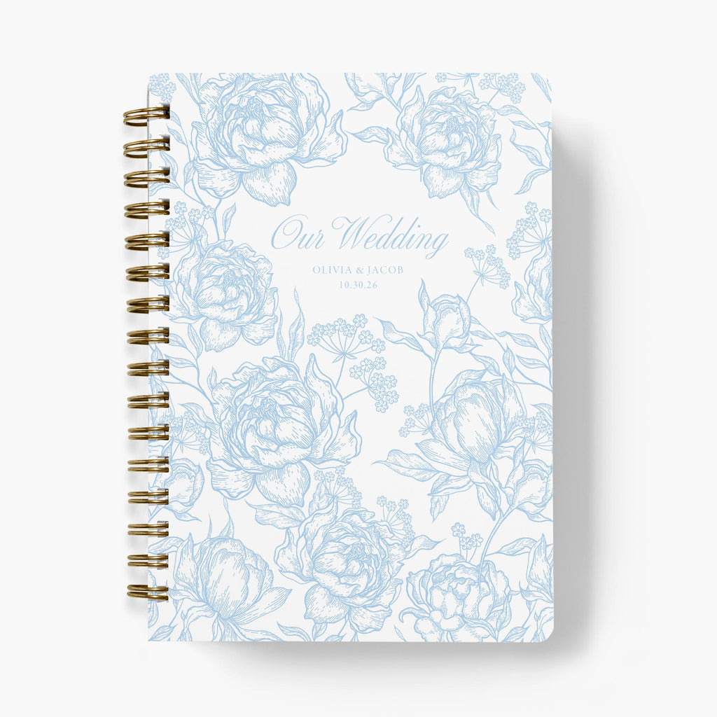 Wedding Planner — Peony Toile design, front cover on white background