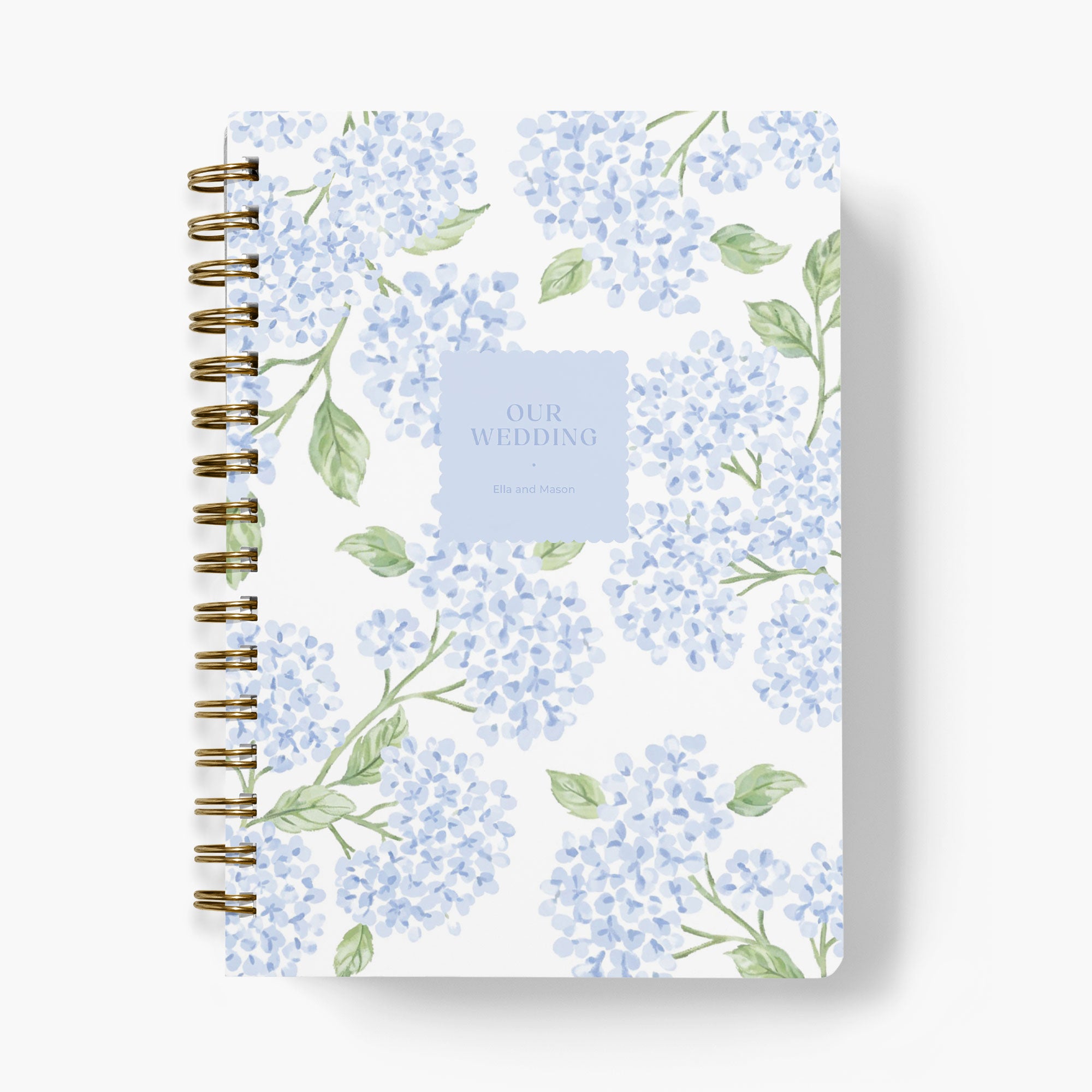 Wedding Planner  -  Sweet Hydrangea design, front cover on white background