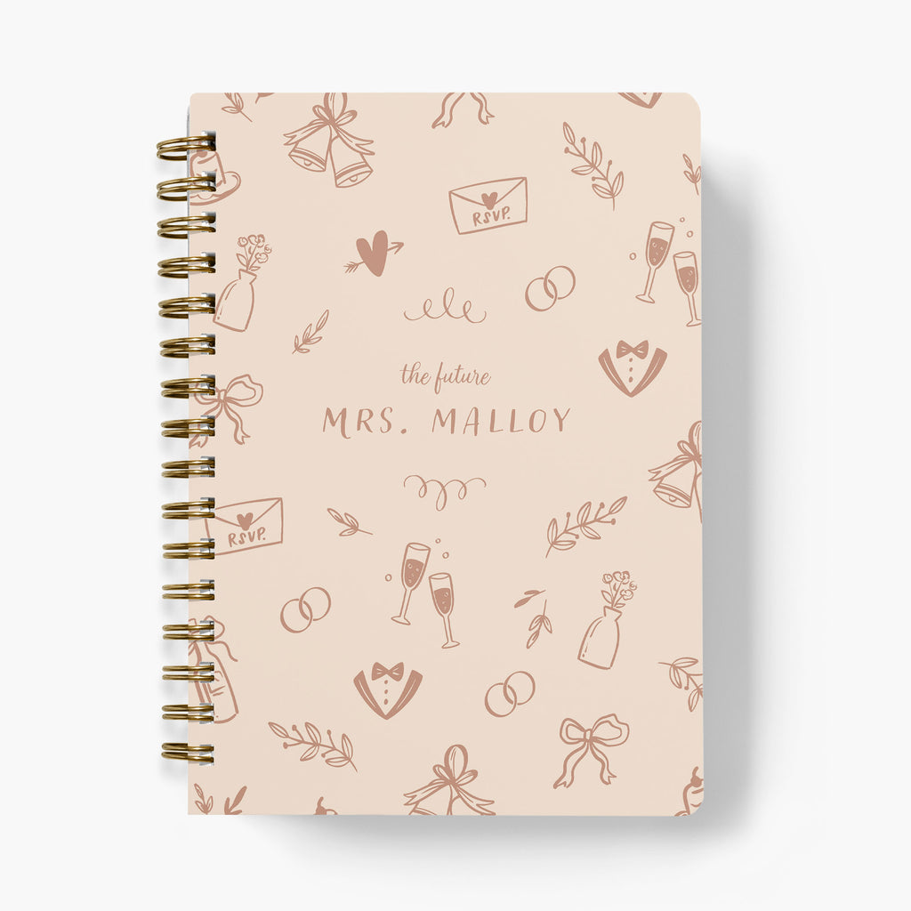 Wedding Planner — Wedding Doodles design, front cover on white background