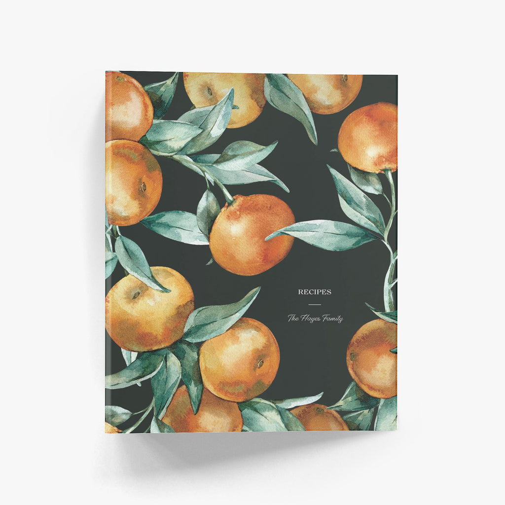Recipe binder with Orange Grove cover on white background