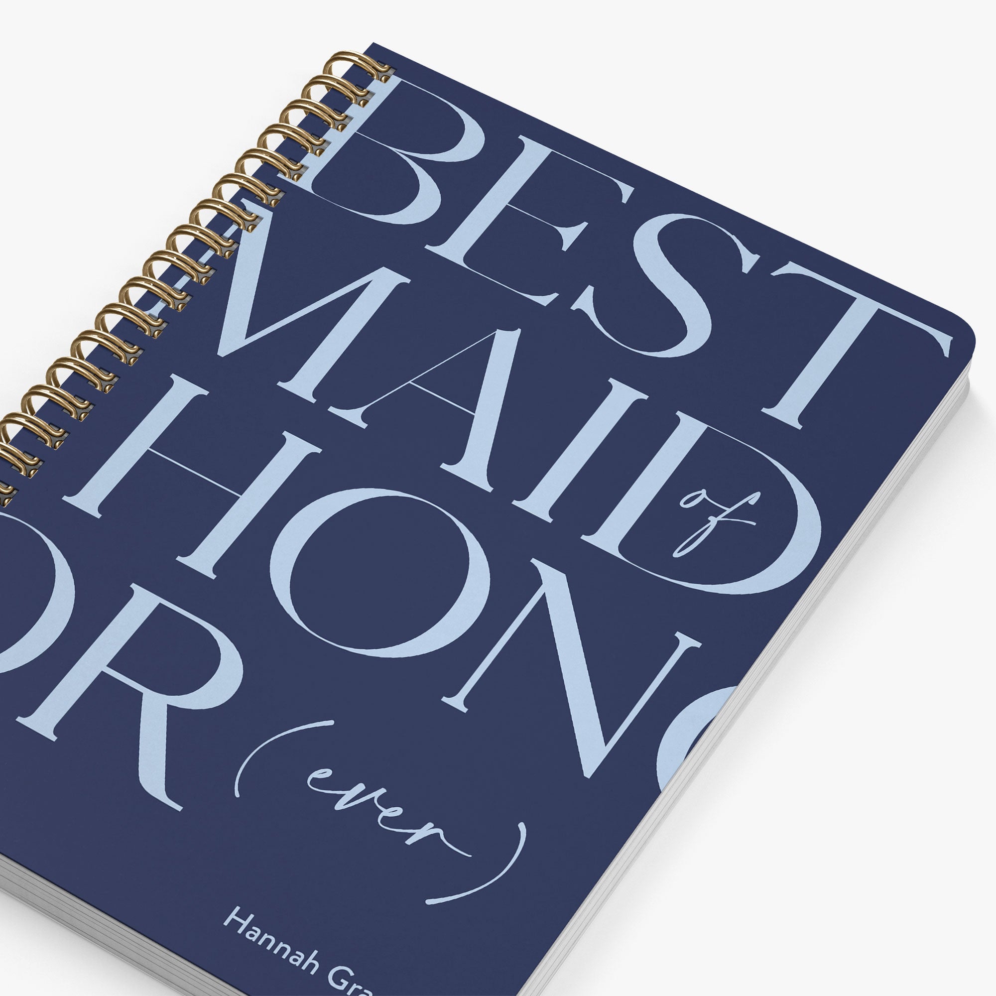 Personalized wedding planner with 'Best Maid of Honor (ever)' text on a white background