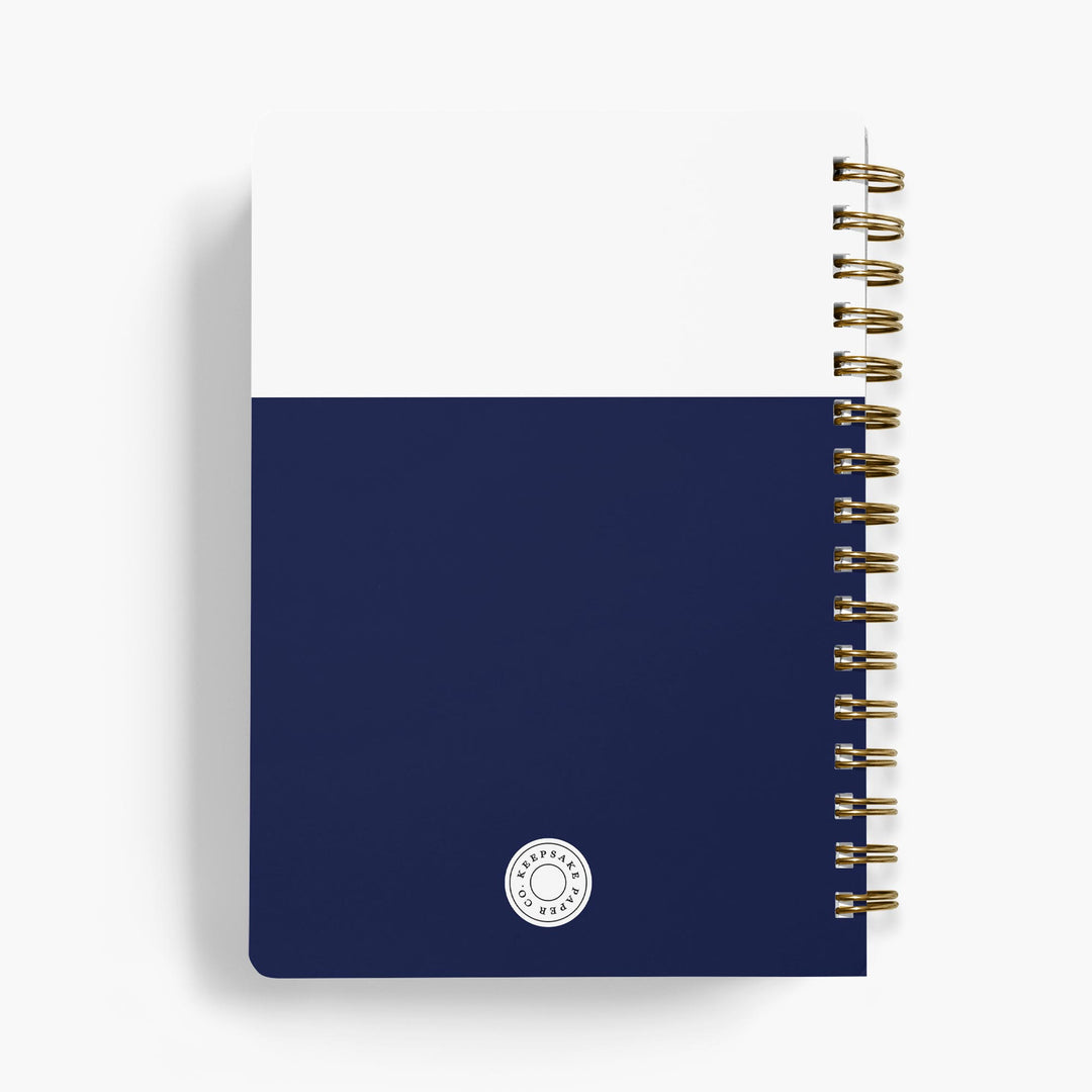 Personalized recipe notebook in a modern colorblock design available in 24 colors with gold wire binding