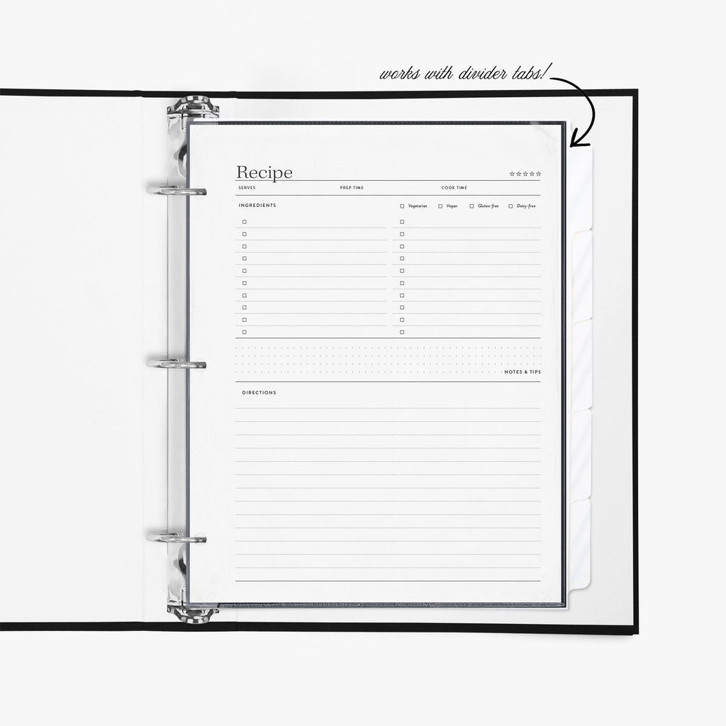 Recipe Binder Page Protectors