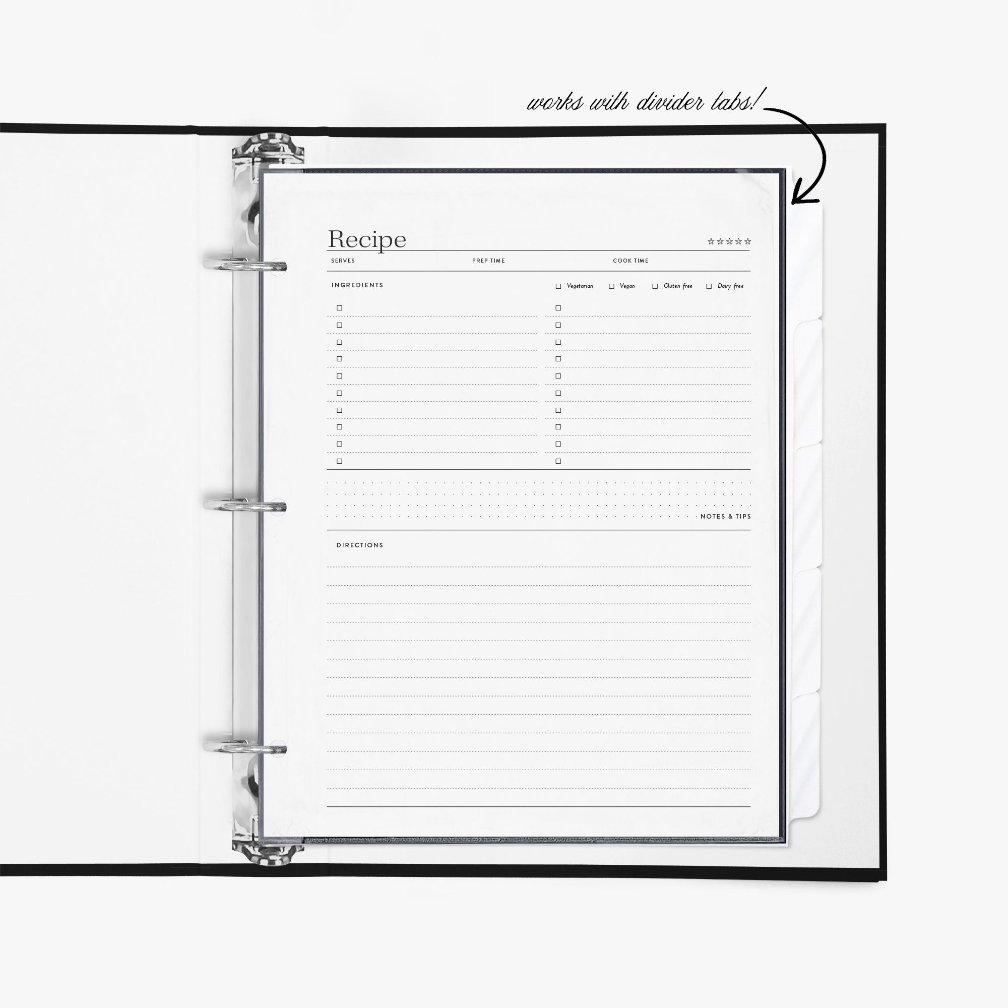 Recipe Binder Page Protectors