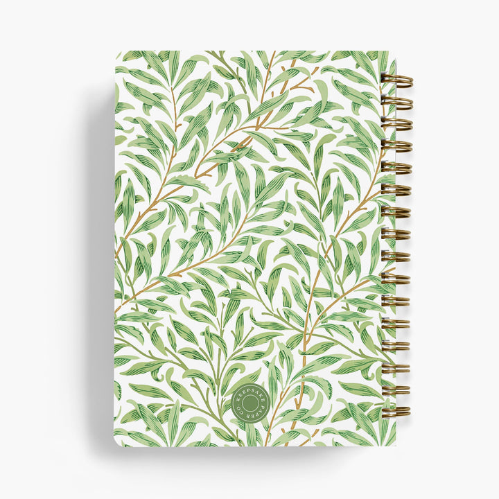 Custom cookbook with green leaf pattern and gold spiral binding