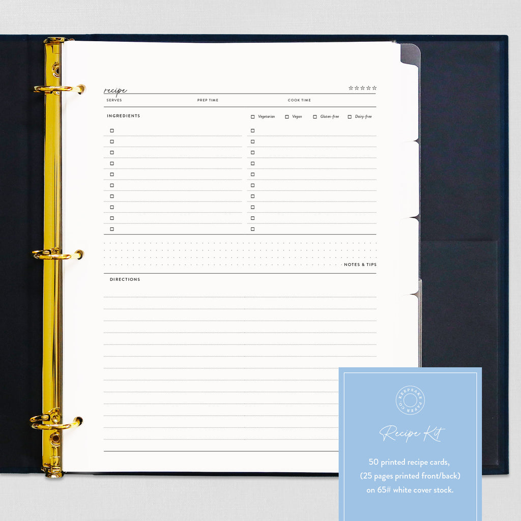 Recipe Binder Kit Keepsake Paper Co. Recipe Binder Kit Keepsake Paper Co.