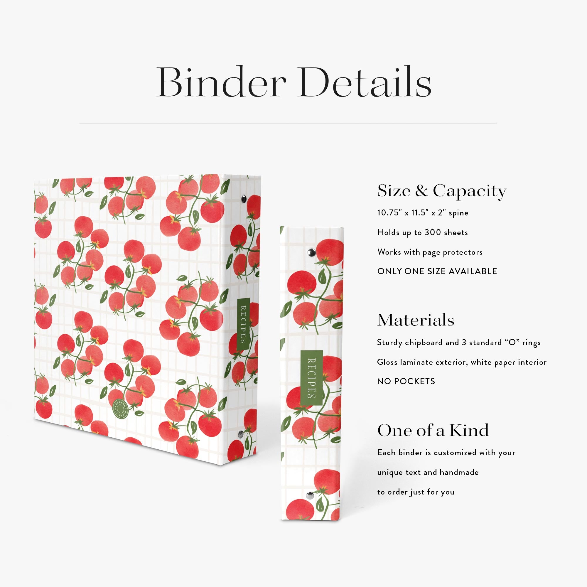 Binder with tomato design on a white background