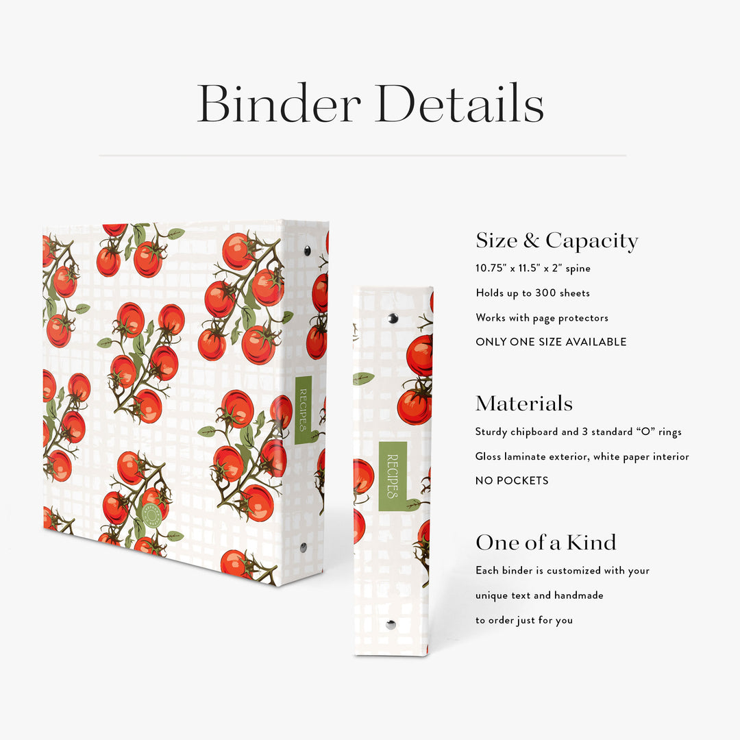 Binder with tomato design on a white background