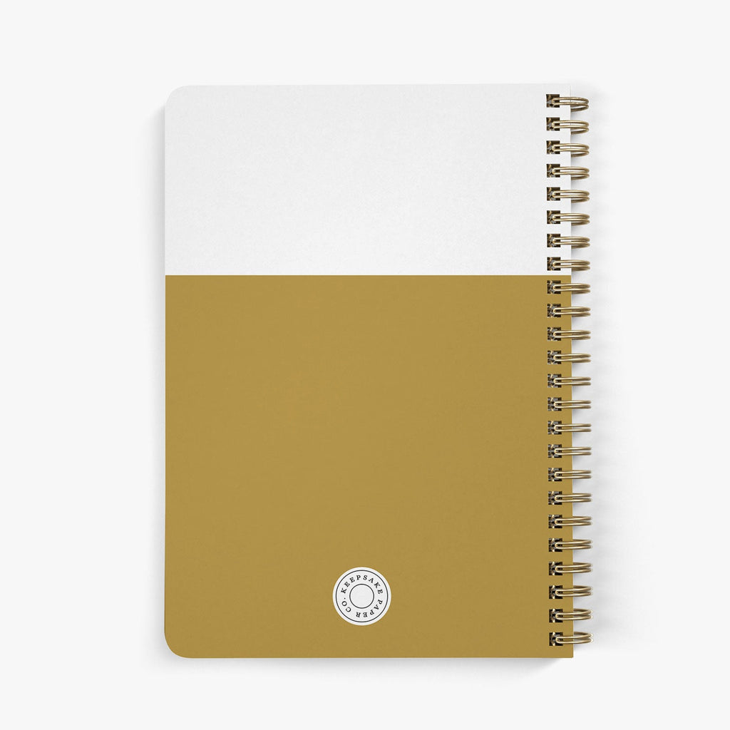 Back view of personalized address notebook with modern colorblock design on white backgroung