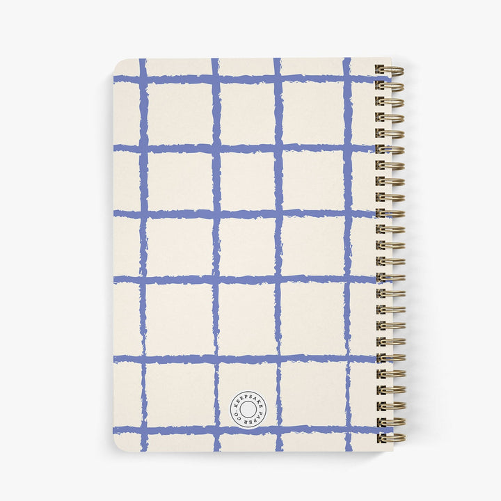 Back view of personalized password notebook with gold wire binding