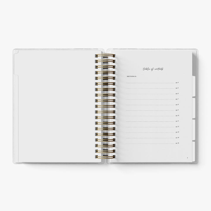 Each recipe journal has 10 blank tabbed sections which include a table of contents page and 20 labels for creating your own sections