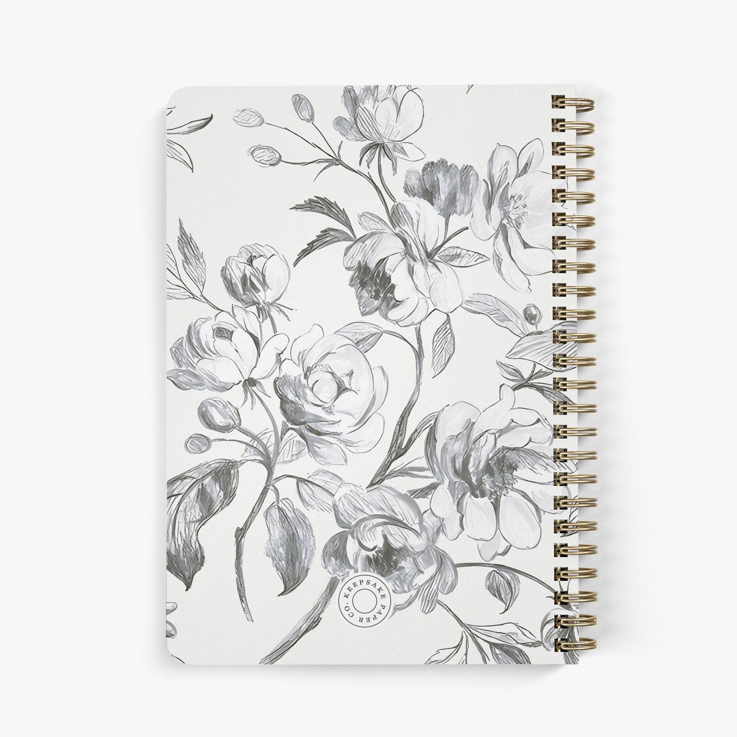 Back view of personalized address notebook with sketched floral pattern