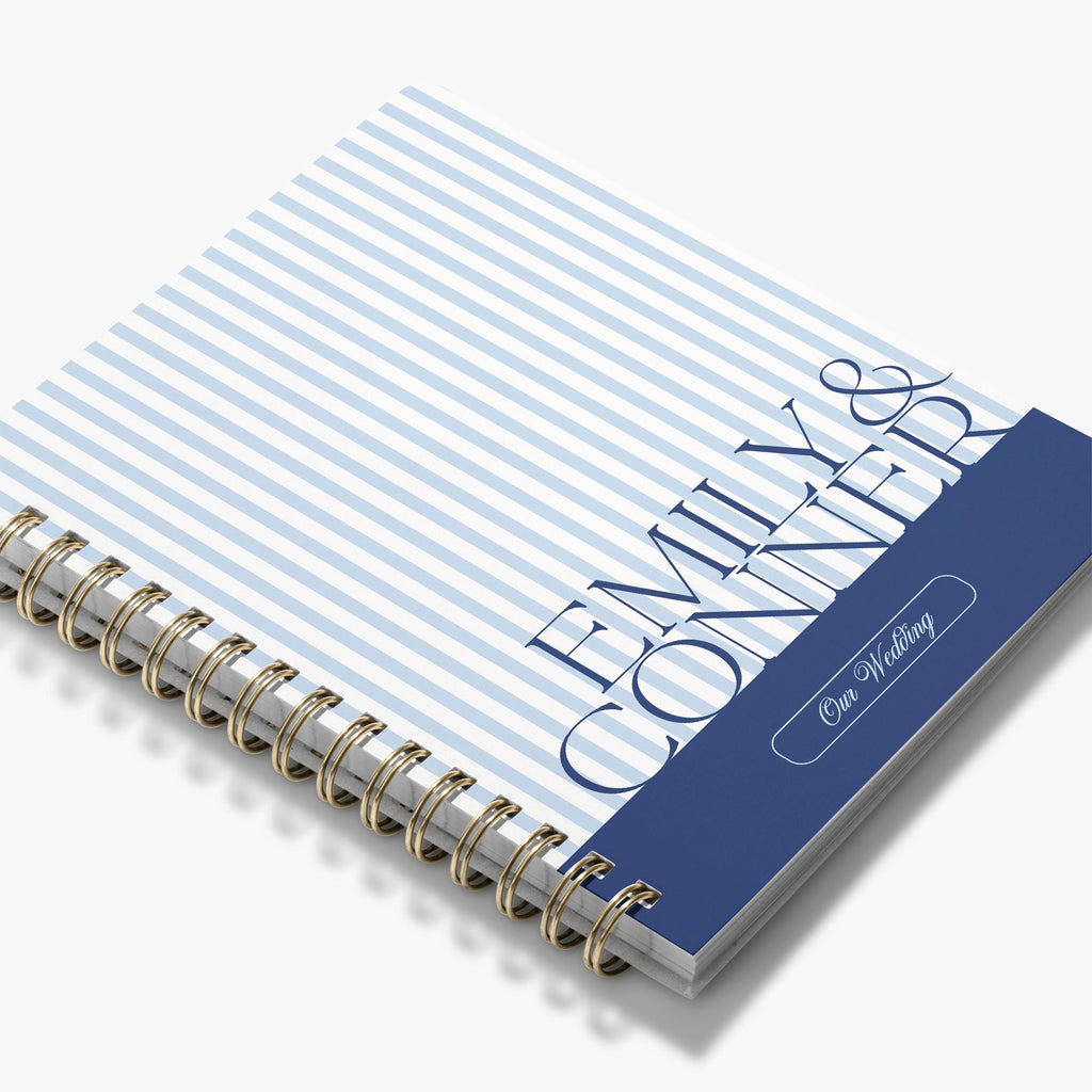 Wedding Planner — Classic Stripe design, angled view showing cover and spine