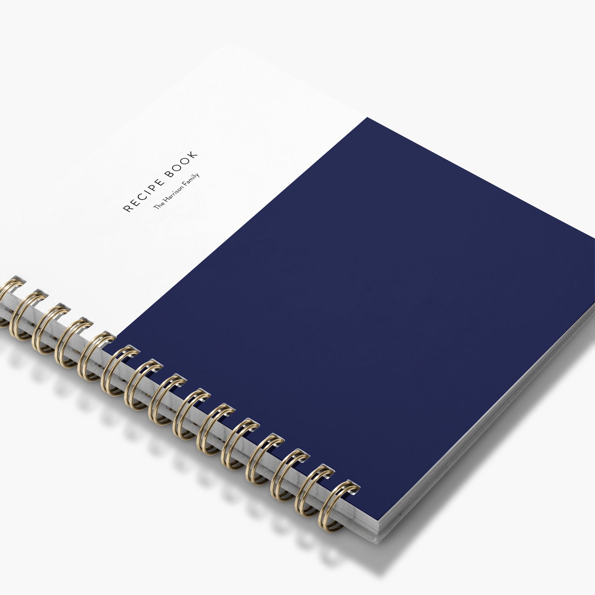 Modern custom cookbook available in 24 colors with your personalization on a white background