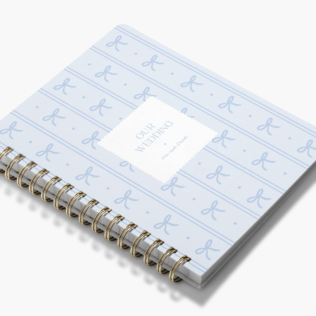Wedding Planner — Darling Bows design, angled view showing cover and spine