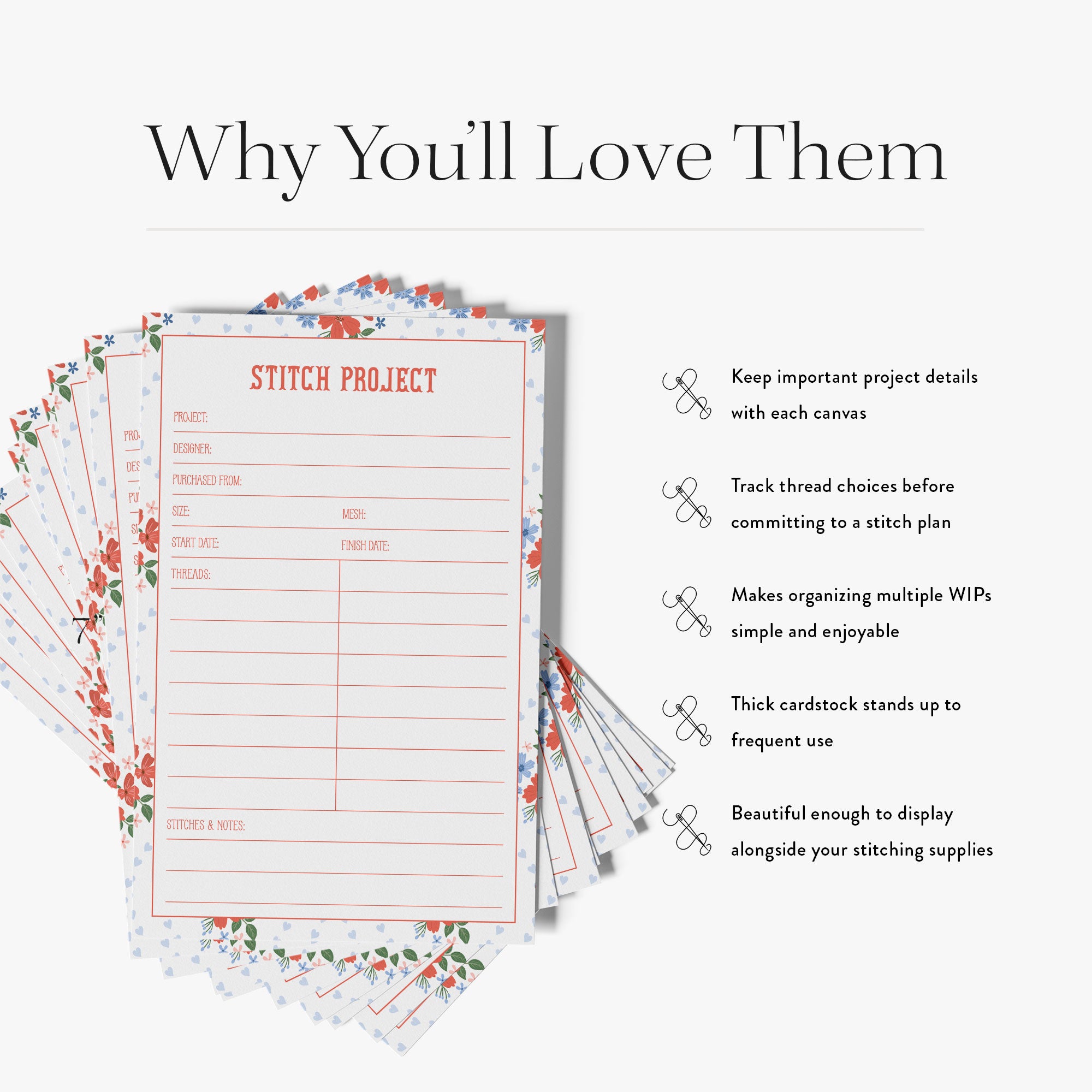 Needlepoint Project Cards - Heirloom Heart
