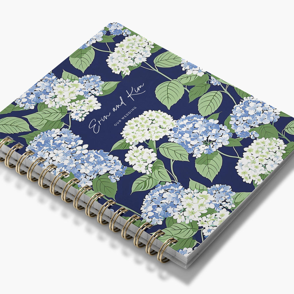LGBT Wedding Planner — Cape Hydrangea design, angled view showing cover and spine