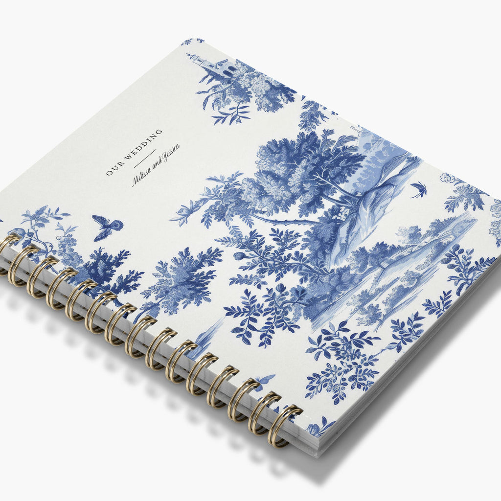 LGBT Wedding Planner — Classic Toile design, angled view showing cover and spine
