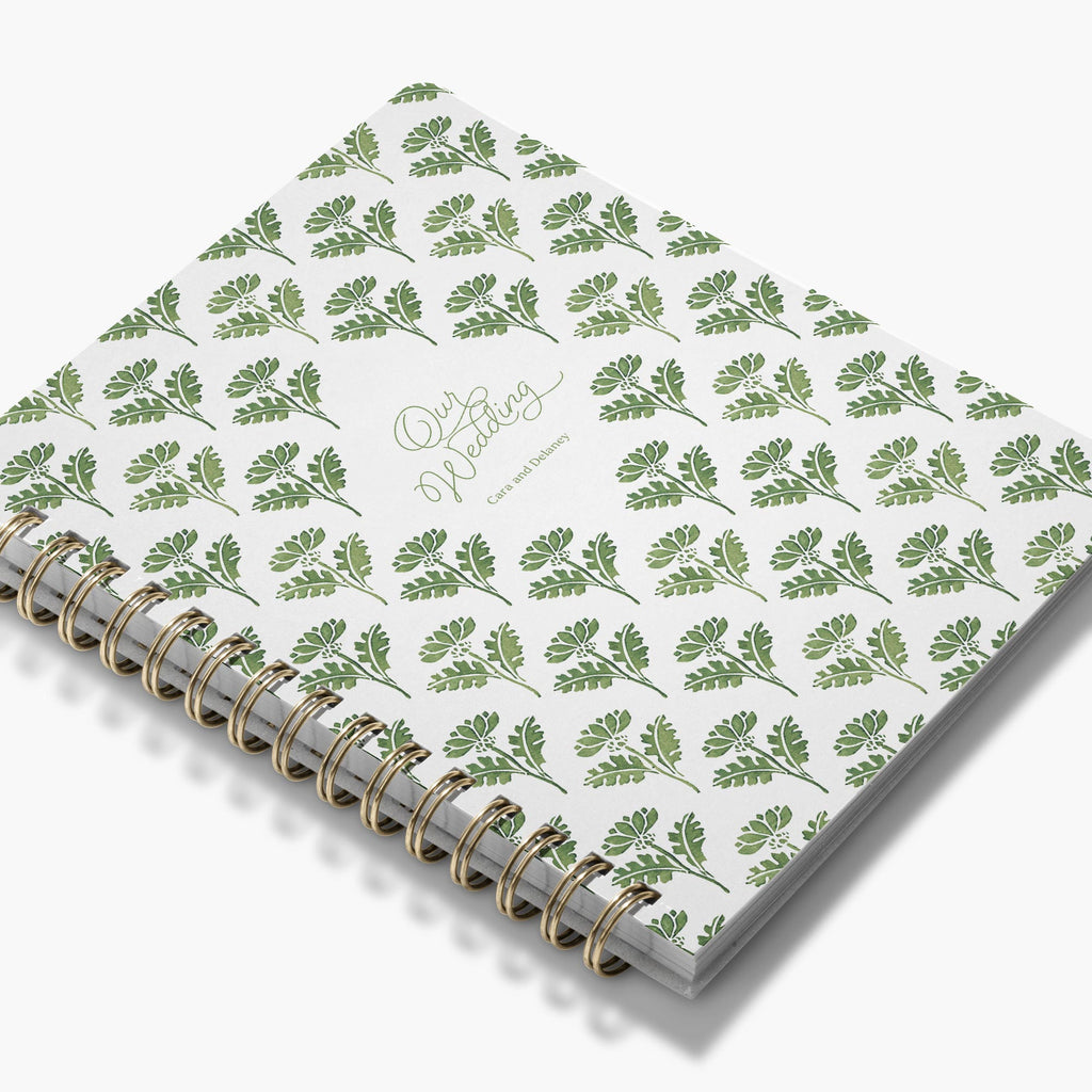 LGBT Wedding Planner — Fresh Foliage design, angled view showing cover and spine