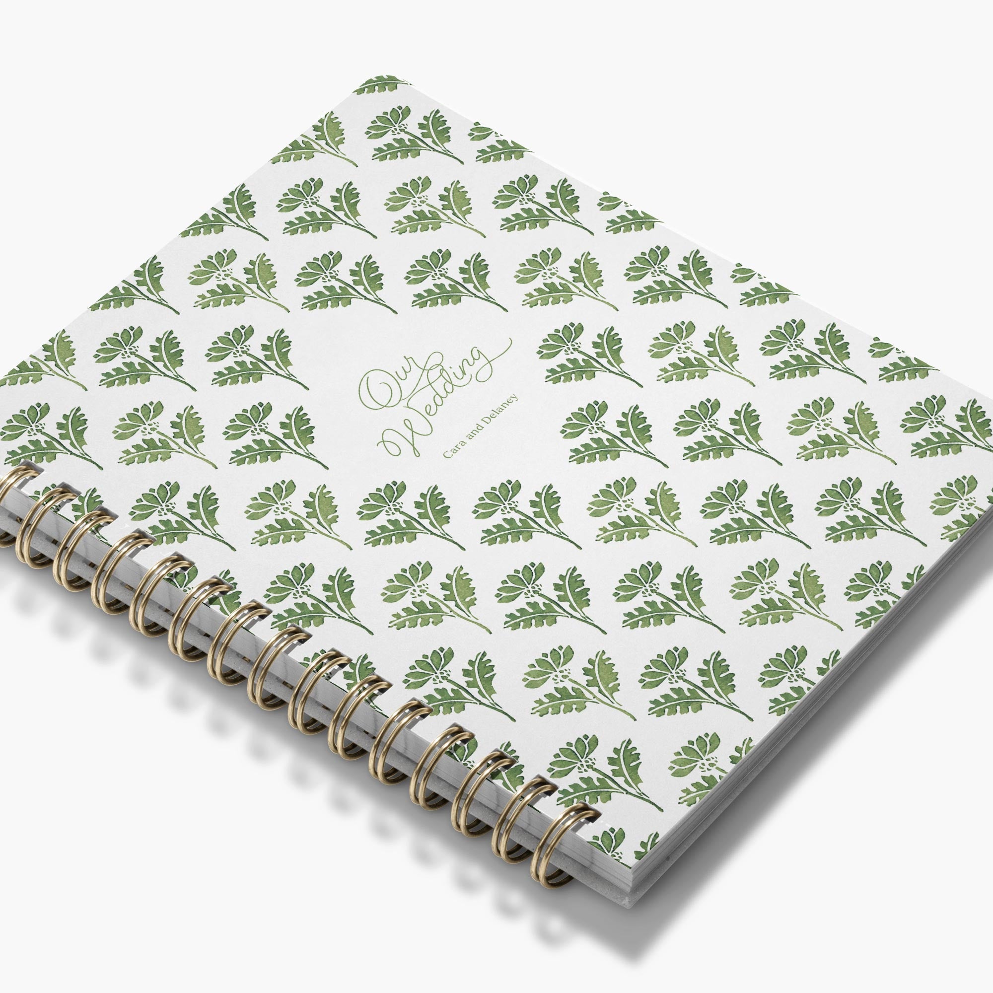 LGBT Wedding Planner — Fresh Foliage design, angled view showing cover and spine