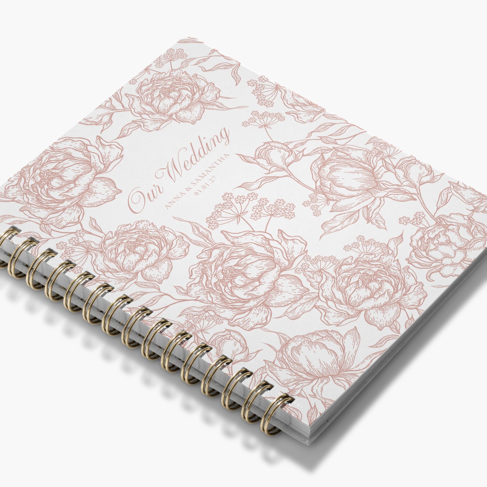 LGBT Wedding Planner — Peony Toile design, angled view showing cover and spine