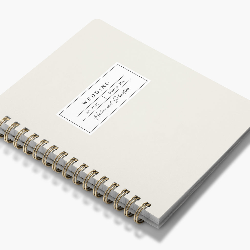 Wedding Planner — Modern Label design, angled view showing cover and spine