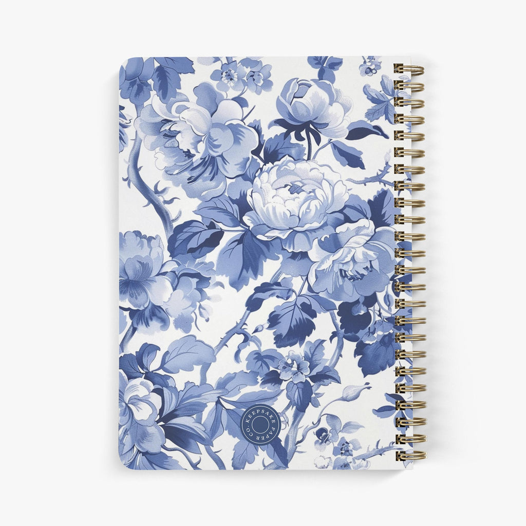 Mother of the Bride Planner — Blue Toile design, back cover view