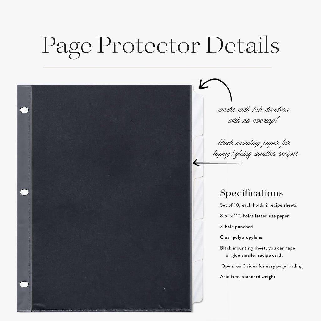 Recipe Binder Page Protectors