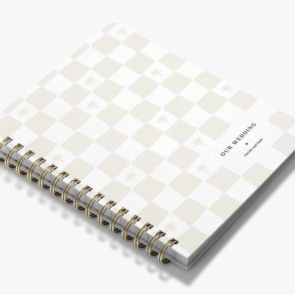 Wedding Planner — Painted Check design, angled view showing cover and spine