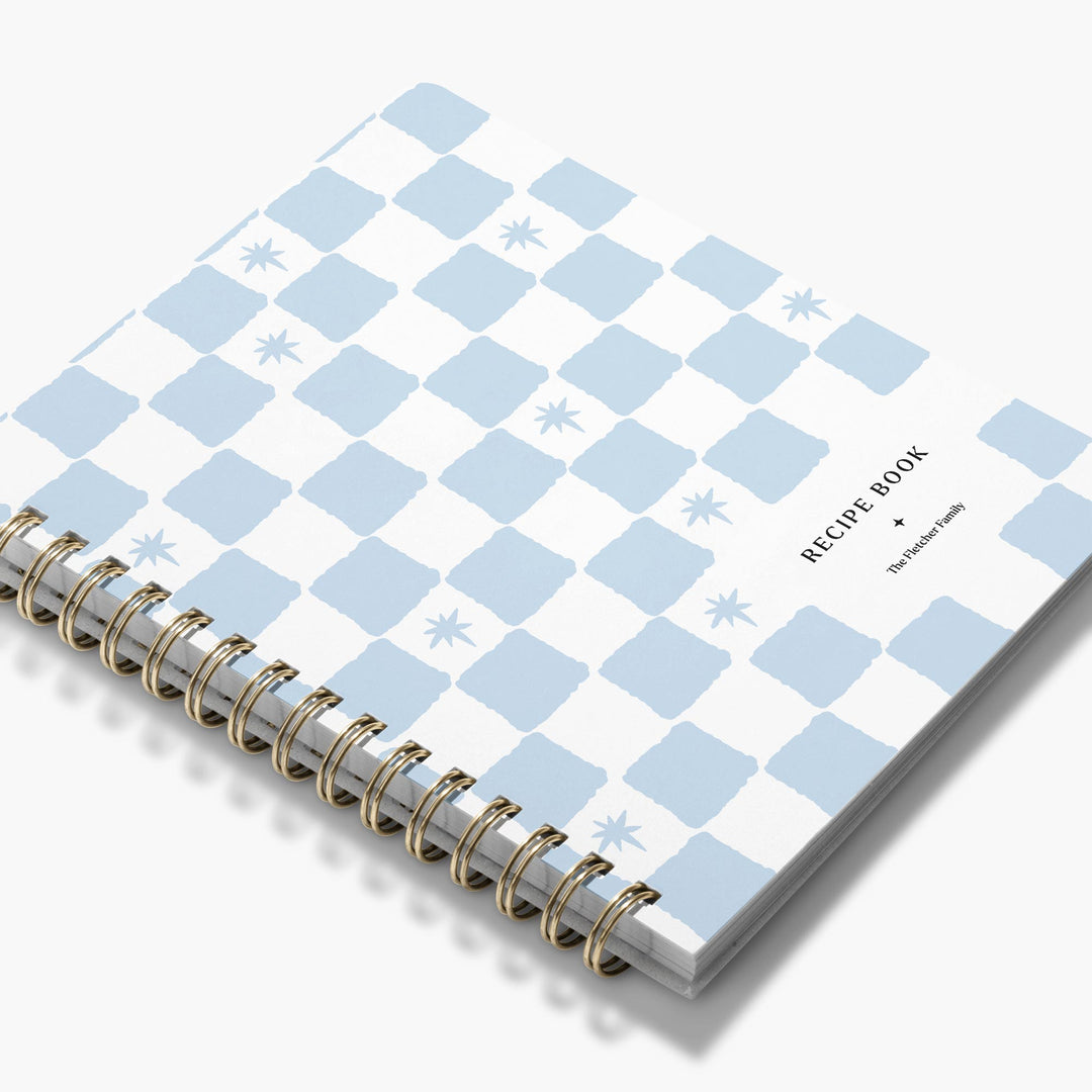 Custom cookbook with painted checkerboard pattern with  stars available in 24 colors 